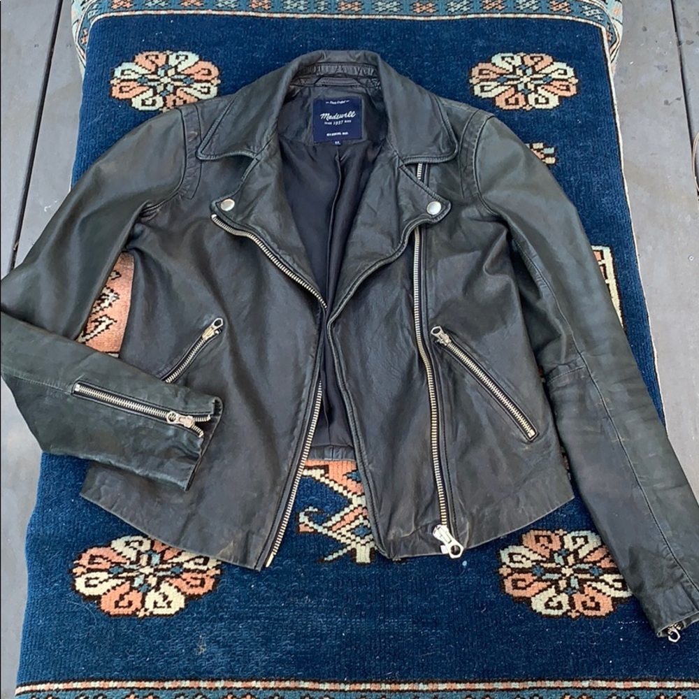 Madewell Washed Leather Motorcycle Jacket xs